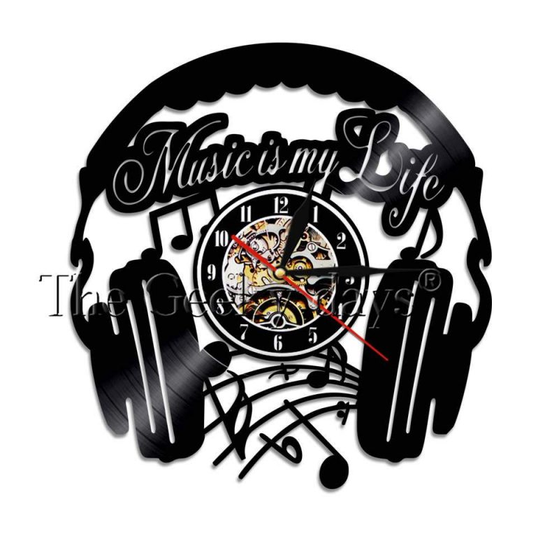 horloge vinyle ecouteurs 1