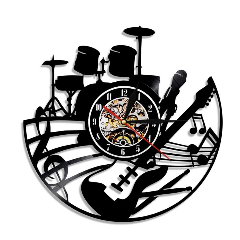 horloge vinyle guitare et batterie 2