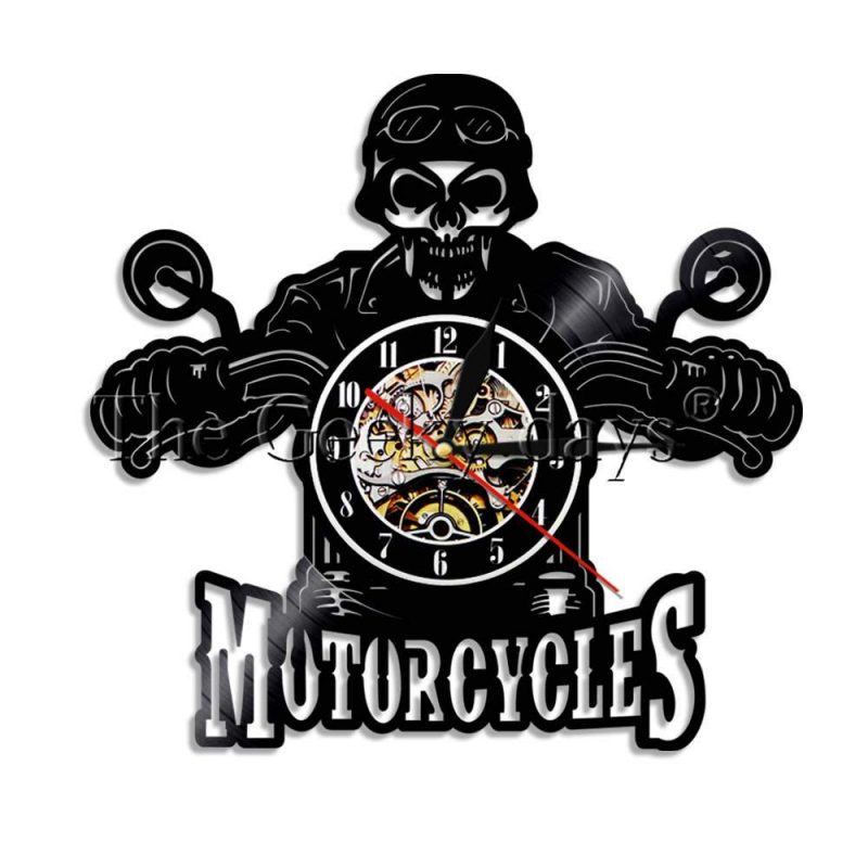horloge vinyle motard a tete de mort 4