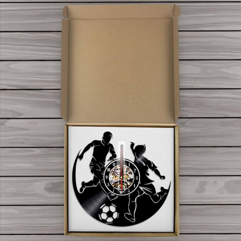 horloge vinyle murale football