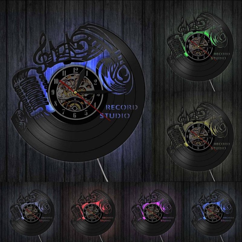 horloge vinyle murale microphone 3