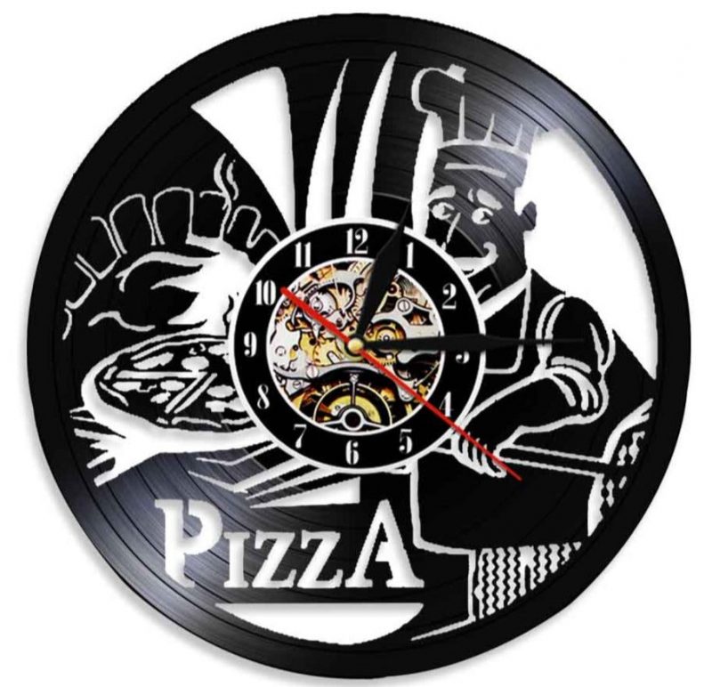 horloge vinyle pizza 0