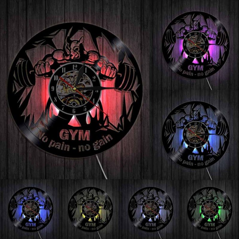 horloge murale Vinyle salle de sport avec LED Decorative entrainement
