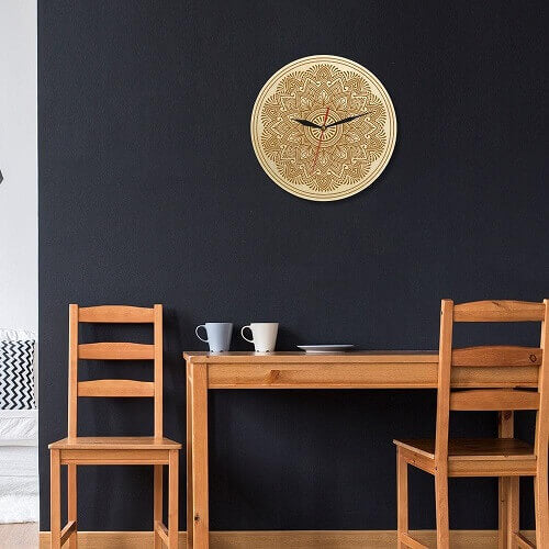 horloge murale bois boheme chic diametre 30 cm cuisine