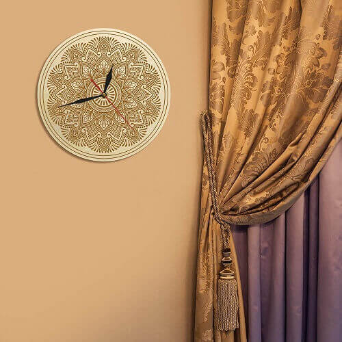 horloge murale bois boheme chic diametre 30 cm salon