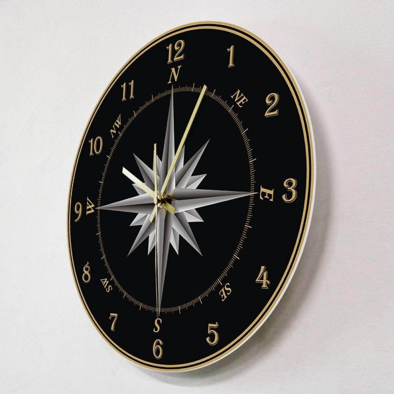 horloge murale boussole marine