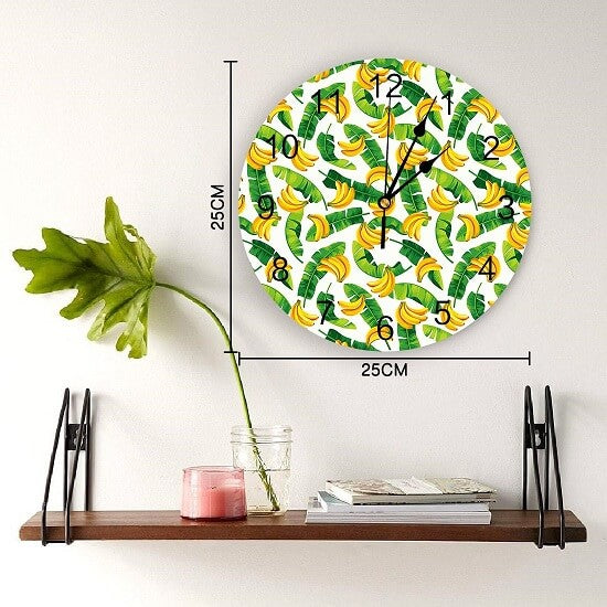 horloge murale cuisine banane fruit decoration interieure diametre 30cm