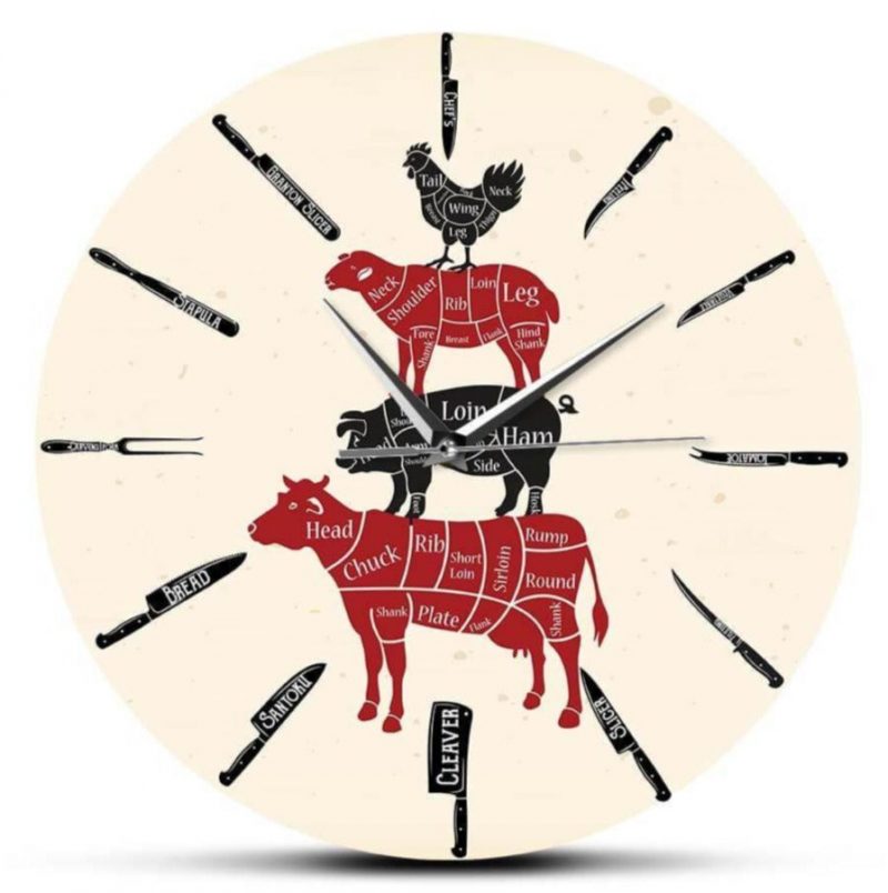 horloge murale cuisine boucherie