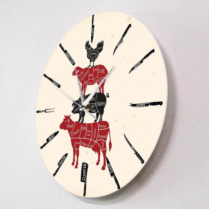 horloge murale cuisine boucherie sans cadre diameetre 30 cm
