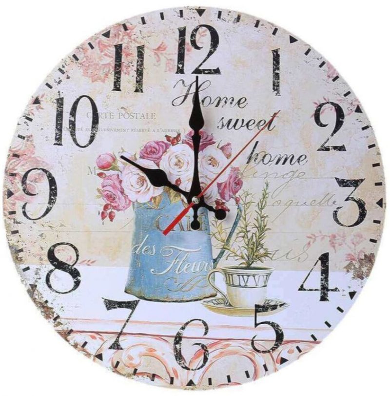 horloge murale cuisine cafe des fleurs home sweet home Decoration interieur vintage retro