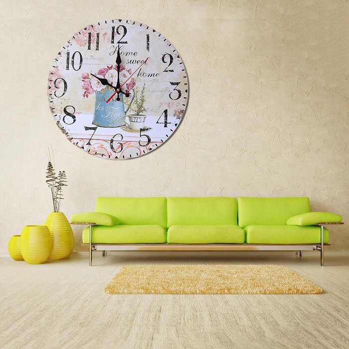 horloge murale cuisine cafe des fleurs home sweet home Decoration interieur vintage retro salon