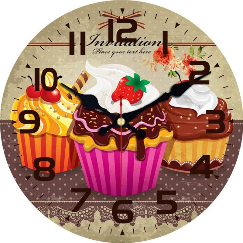 horloge murale cuisine cake sucre coloree