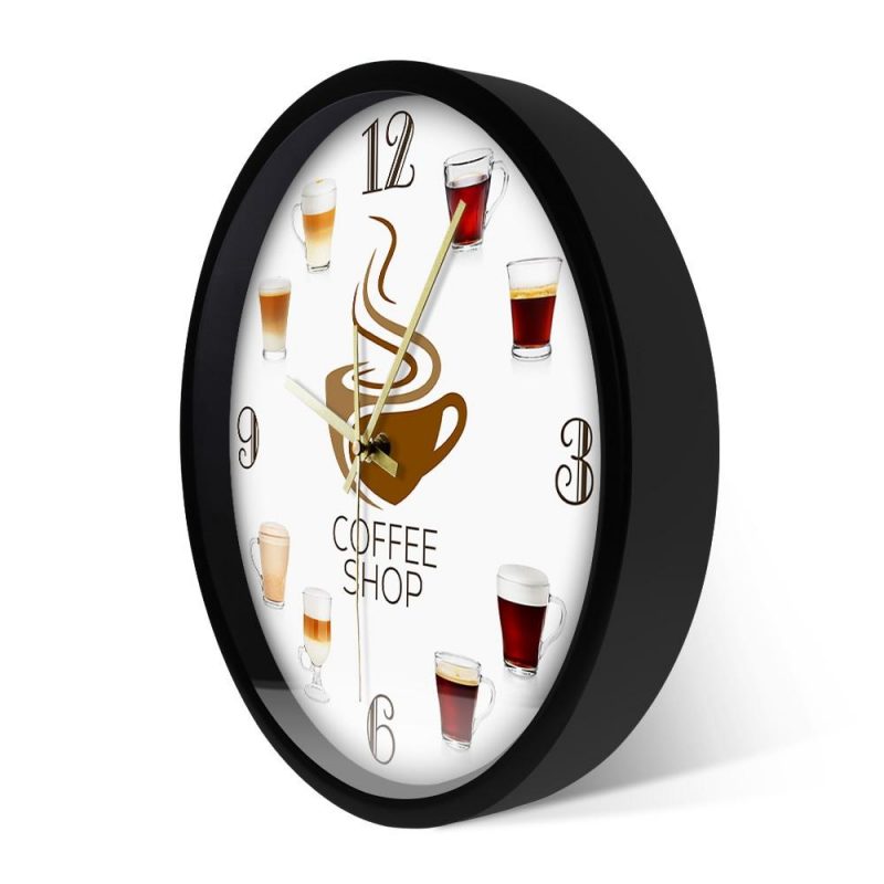 horloge murale cuisine coffee shop avec cadran tasse cafe deco salon diametre 30 cm