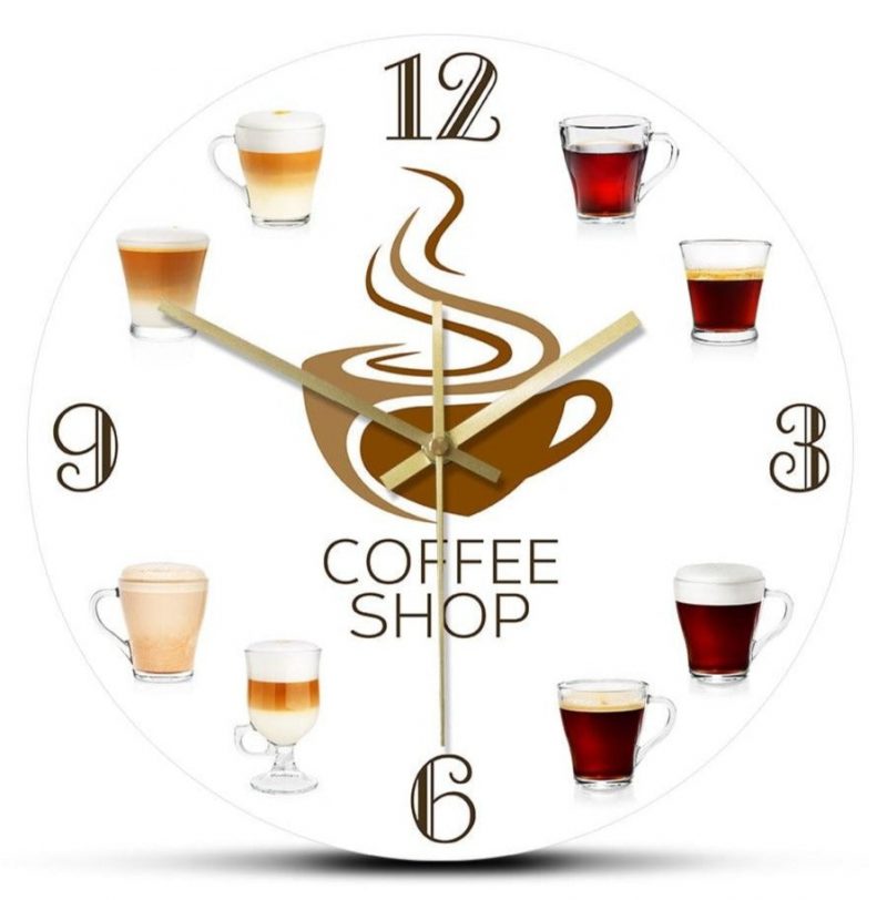 horloge murale cuisine coffee shop tasse cafe deco