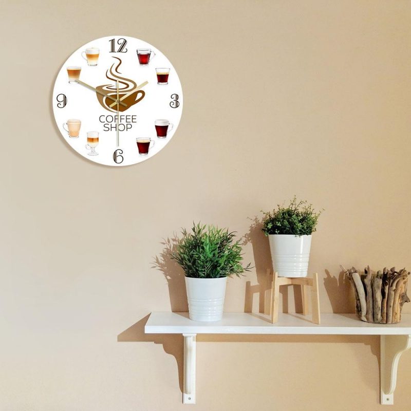 horloge murale cuisine coffee shop tasse cafe deco salon
