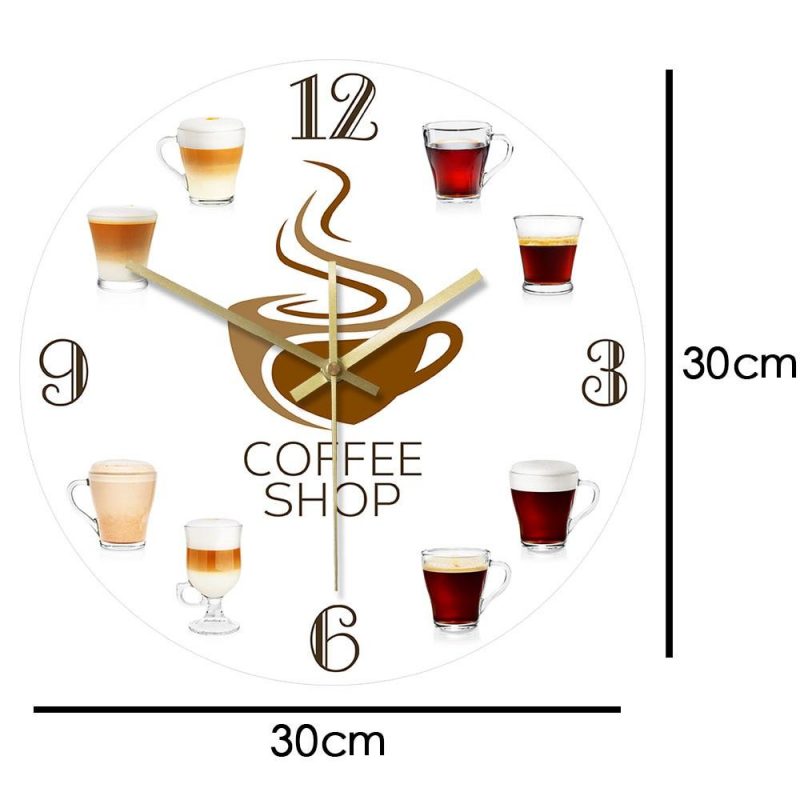 horloge murale cuisine coffee shop tasse cafe deco salon diametre 30 cm
