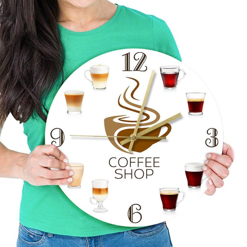 horloge murale cuisine coffee shop tasse cafe deco salon diametre 30 cm demo