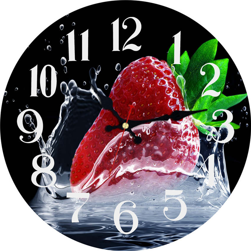 horloge_murale_cuisine_fraise_fruit_rouge_quartz_decoration horloge murale cuisine fraise fruit rouge quartz decoration
