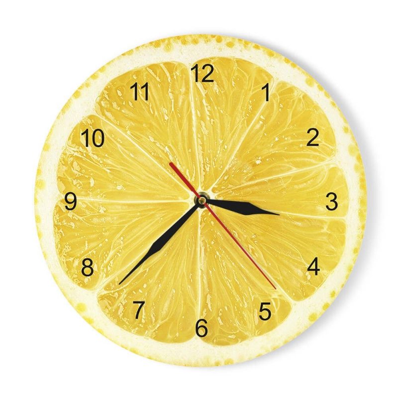 horloge murale cuisine fruit citron jaune