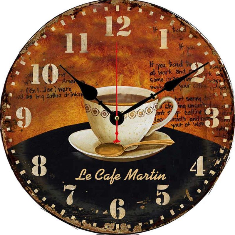 horloge murale cuisine tasse de cafe antique