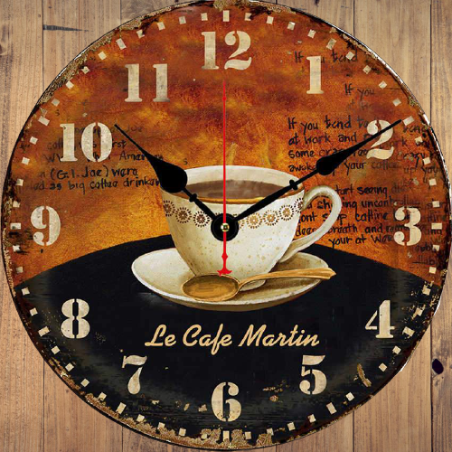 horloge murale cuisine tasse de cafe antique vintage decoration diametre 30cm