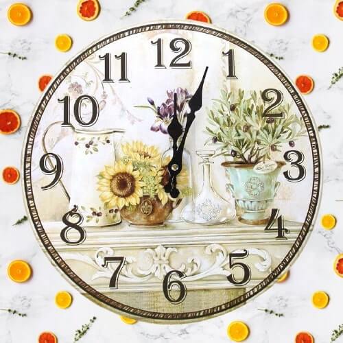 horloge murale cuisine vintage ambiance et style fleur decorative classique moderne