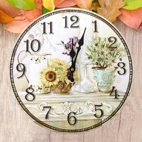 horloge murale cuisine vintage ambiance et style fleur decorative classique moderne diametre 30 cm