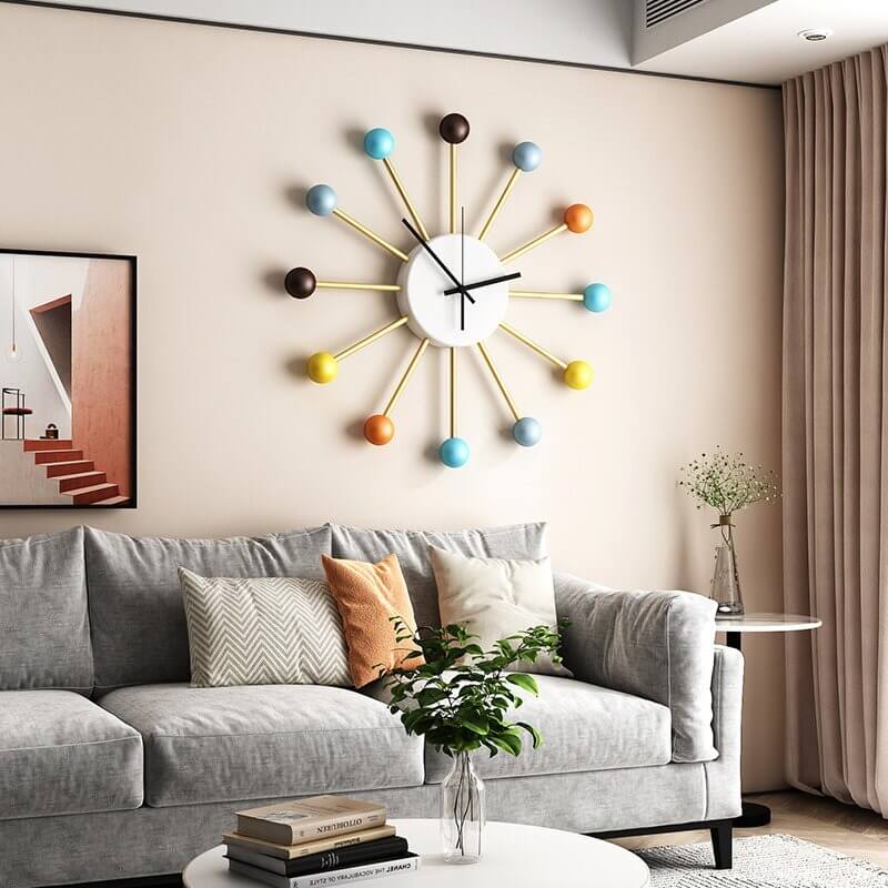horloge murale design colore salon