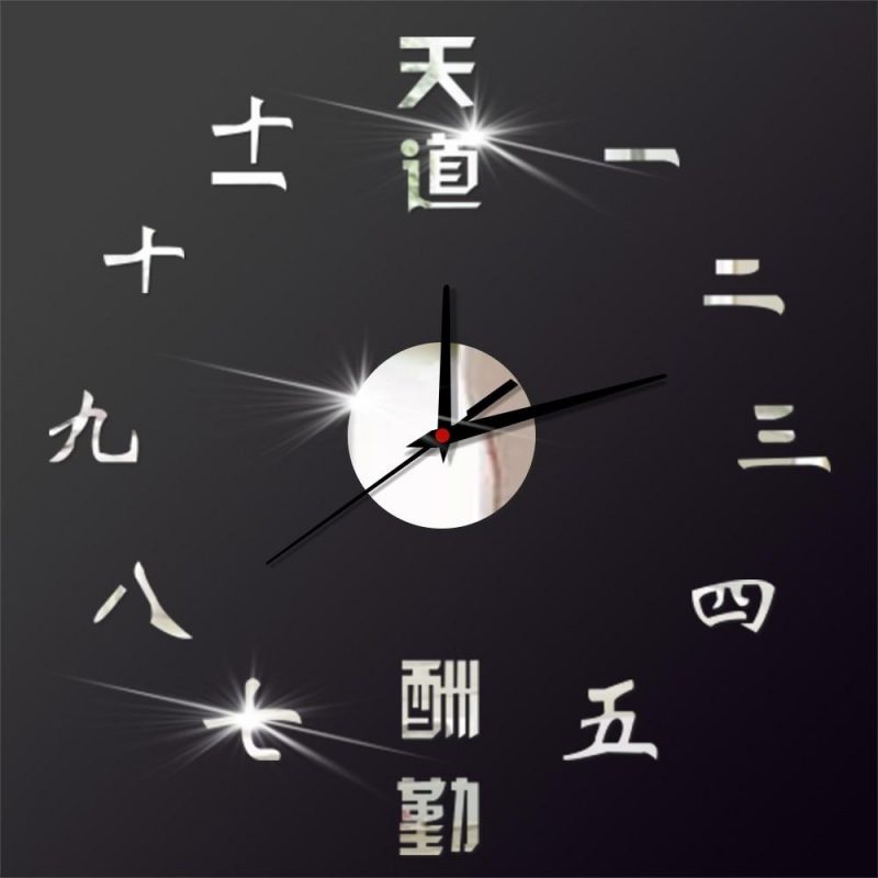 horloge murale design ecriture argent