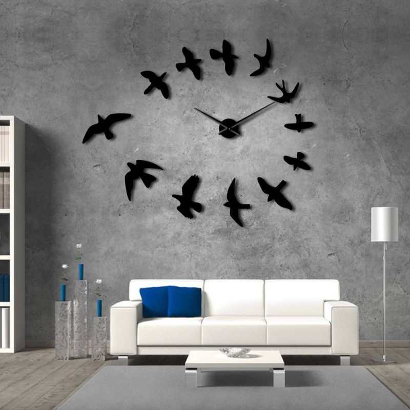 horloge murale design hirondelles cadran