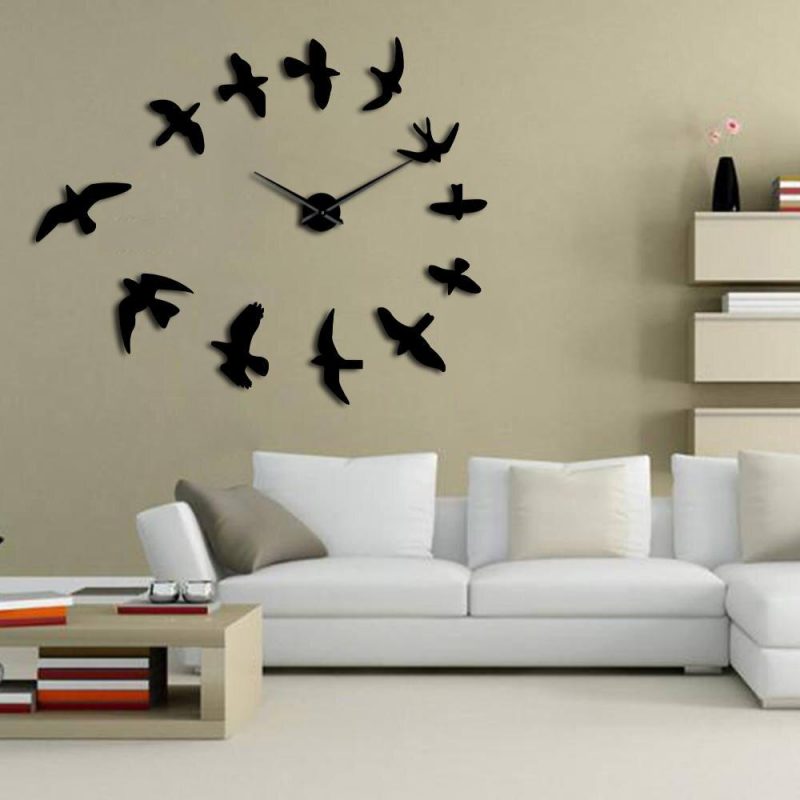 horloge murale design hirondelles mur