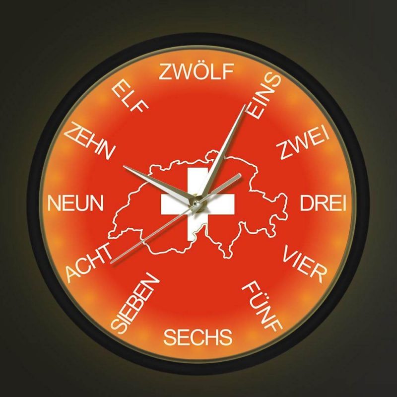 horloge murale design lumineuse suisse