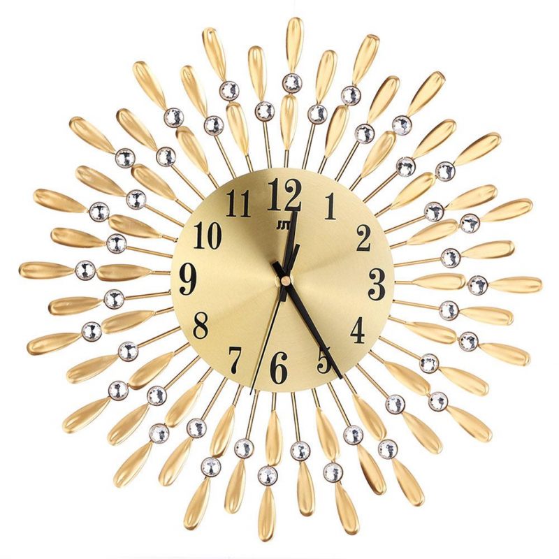 horloge murale design or