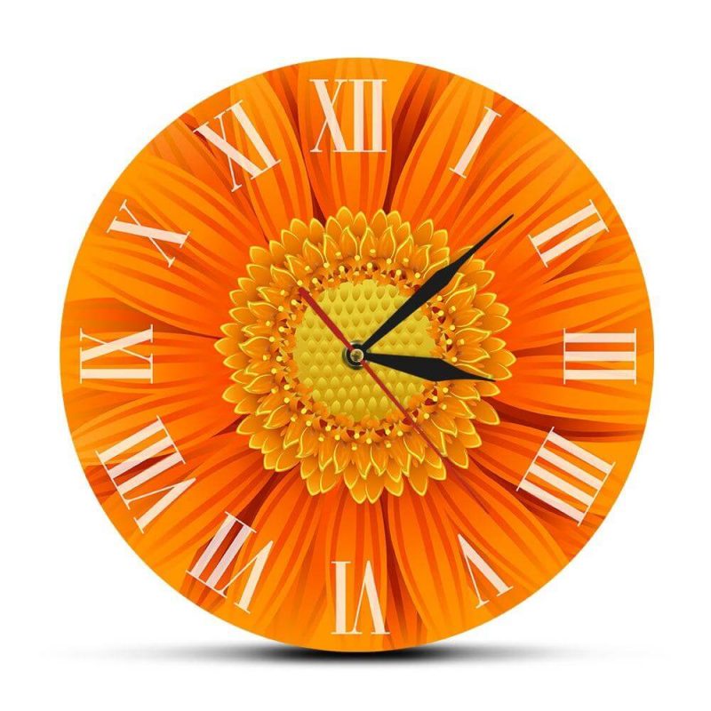 horloge murale design orange