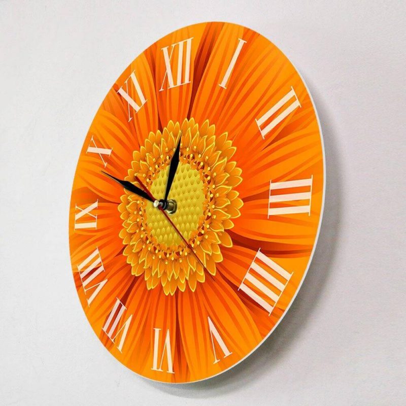 horloge murale design orange aiguille