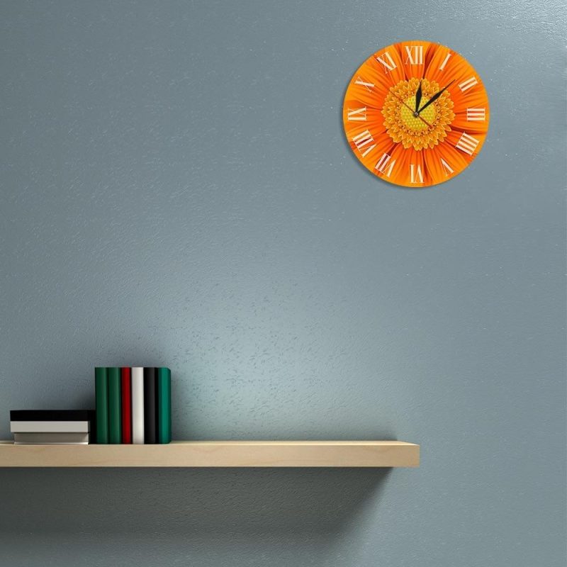 horloge murale design orange chambre