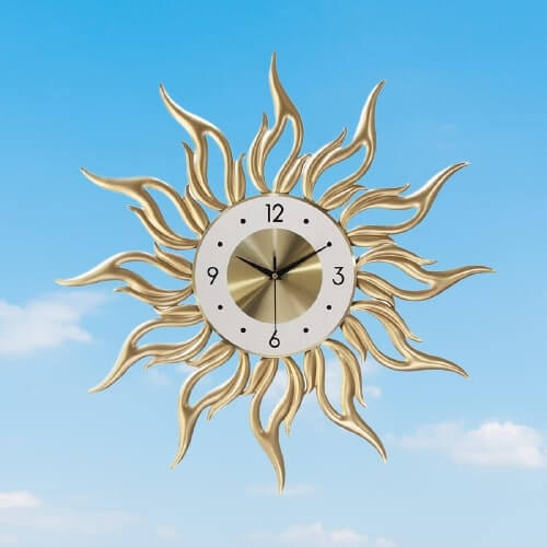 horloge murale design soleil decorative