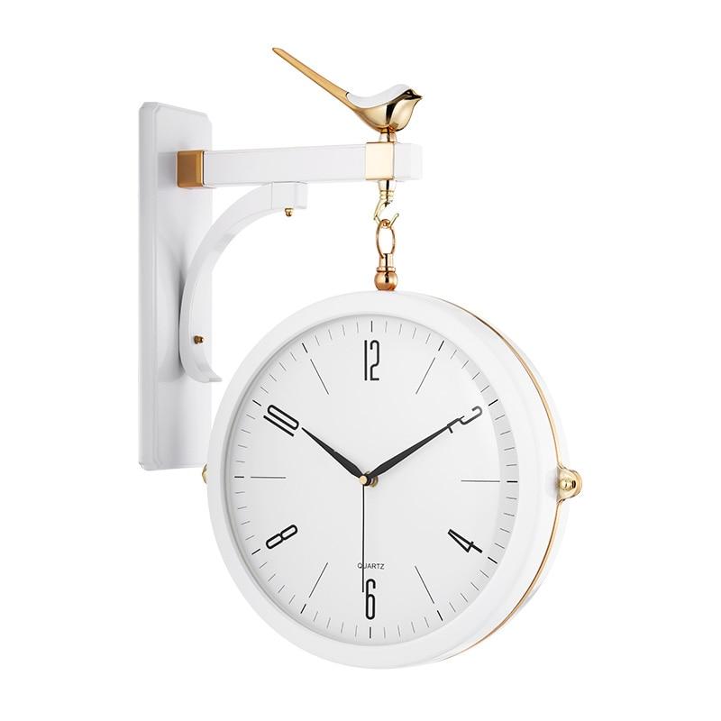 horloge murale double face moderne de gare pendule design vintage quartz couleur blanche