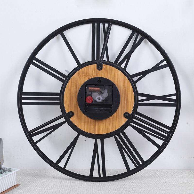 horloge murale industrielle noir et bois vintage metal decorative arriere back