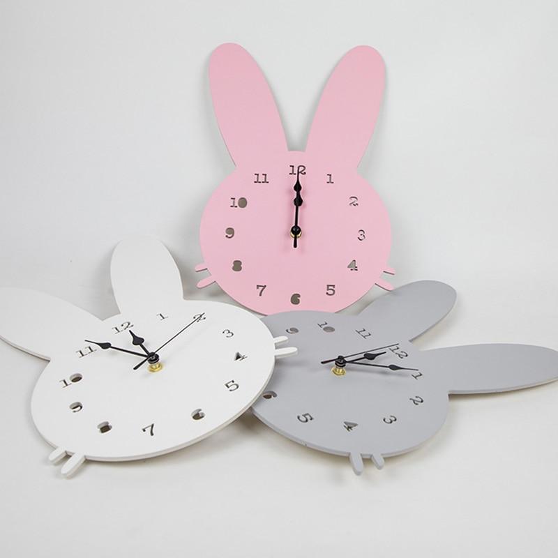 horloge_murale_lapin_gris-rose-blanc horloge murale lapin gris rose blanc