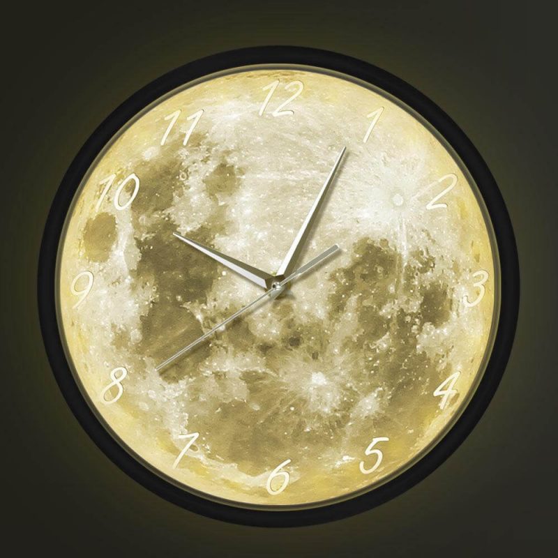 horloge murale lune led