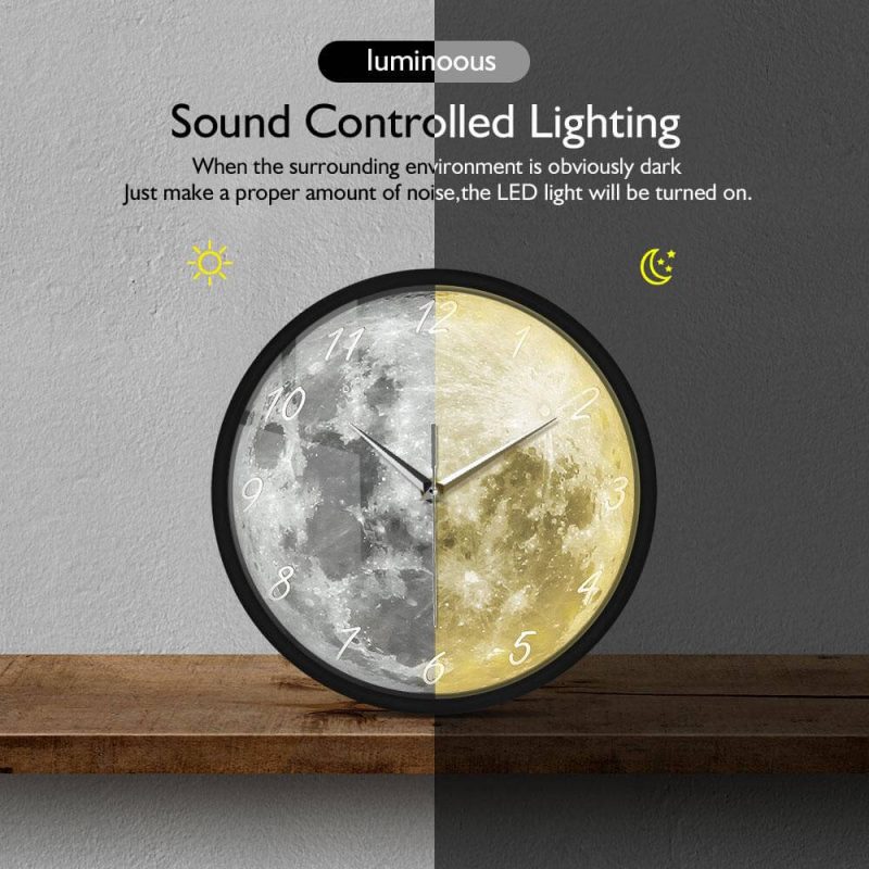horloge murale lune led lumineuse