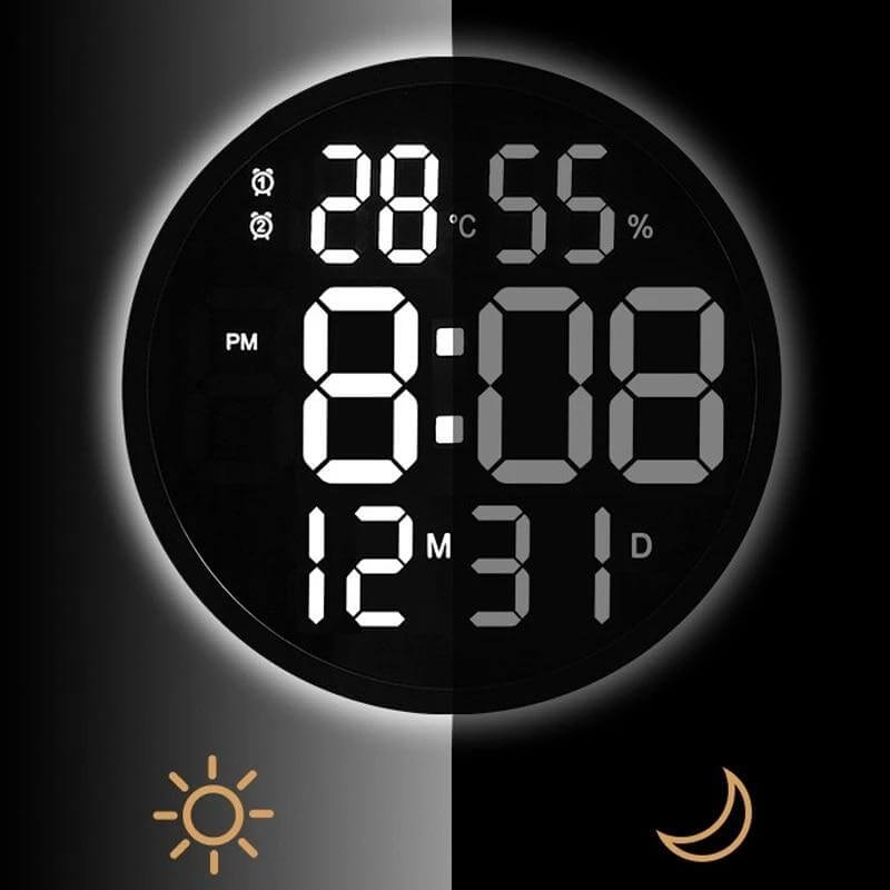 horloge murale numerique design led lumineuse heure digitale