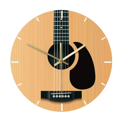 horloge murale originale guitare acoustique seche ronde bois