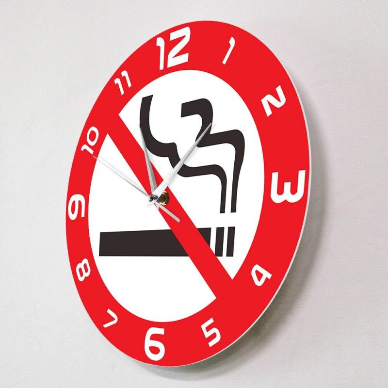horloge murale originale interdit fumer signe stop cigarette 30cm decoration murale salle d attente 2