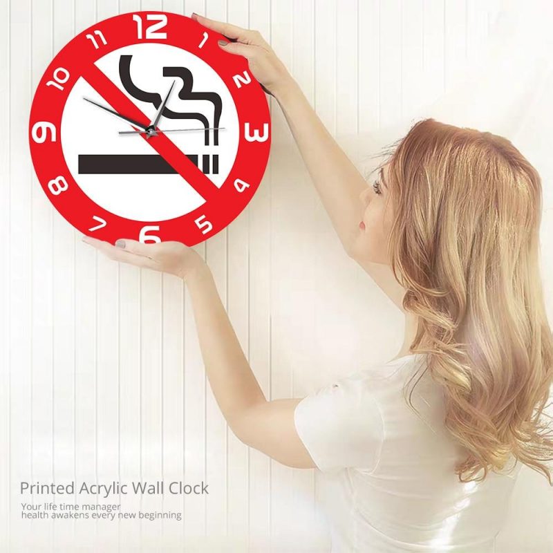 horloge murale originale interdit fumer signe stop cigarette 30cm decoration murale salle d attente 5