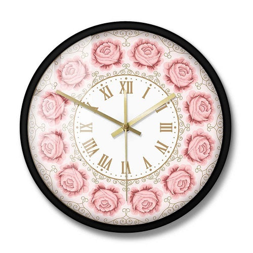 horloge murale originale kitsch rose vintage quartz decorative cuisine avec cadran