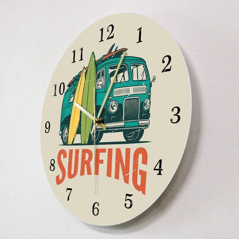 horloge murale originale planche de surf surfeur reef combi hawaii decomurale