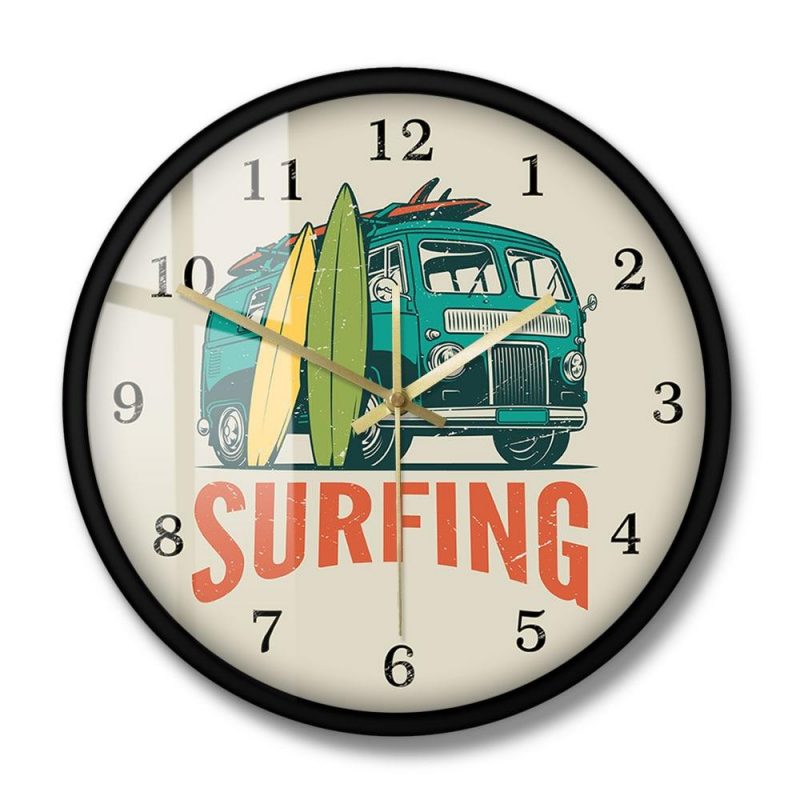 horloge murale originale planche de surf surfeur reef combi hawaii decorative aveccadran