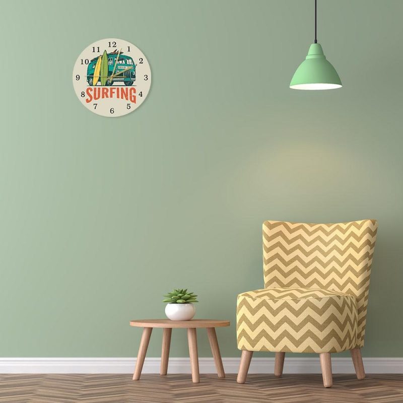 horloge murale originale planche de surf surfeur reef combi hawaii decorative salon